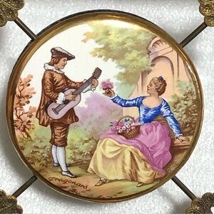 Charming Pastoral Art Print with 24 kt gold Rim